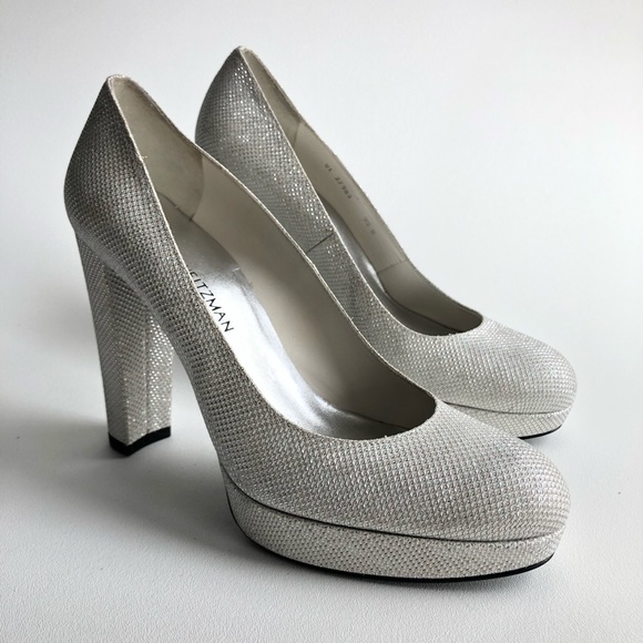Stuart Weitzman Shoes - STUART WEITZMAN Silver Bling Studded Pumps Heels